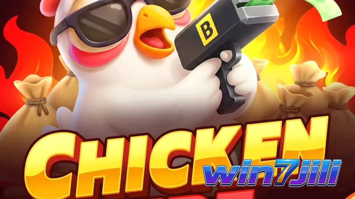Chicken Fire slot machine interface na may makukulay na prutas at cartoon chicken.