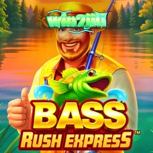 Bass Rush Express slot game interface featuring fishing theme elements